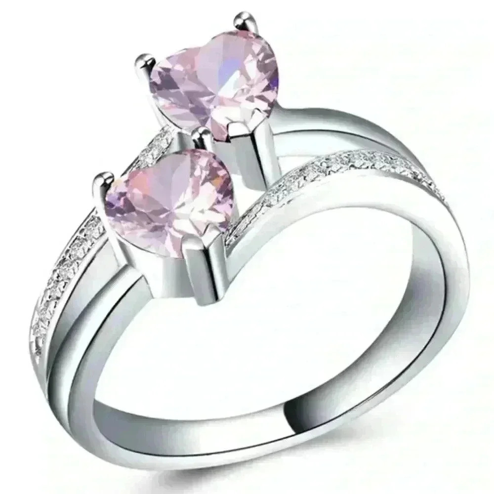 💥925 Silver Plated Pink Heart Cut Emerald Exquisite Ring, GPMB1528